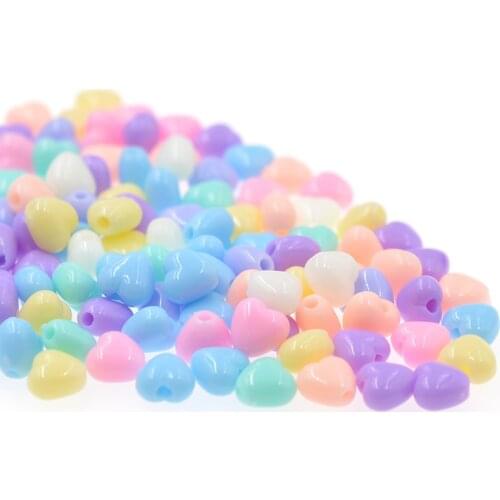 Candy Color Love Heart Beads 7mm/10mm Plump Glossy Acrylic Heart DIY Spacer Beads for Jewelry Making Children Gift