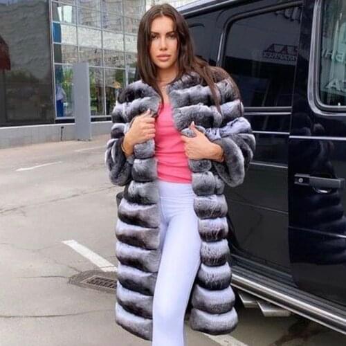 Real Rex Rabbit Fur Gilet Women Knee-Length Sleeveless Coat High Quality