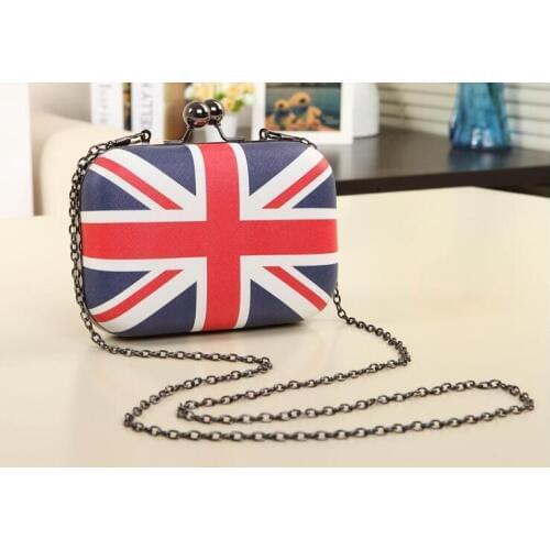 1 piece letter women long wallet Designer PU Leather Purses Ladies UK GB British flag Women Wallets with chain shoulder bag