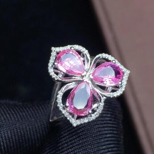 T1213 Pink Sapphire Ring Real Pure 18 K Natural Pink Sapphire Gemstones 2.35ct Diamonds Stone Female Ring