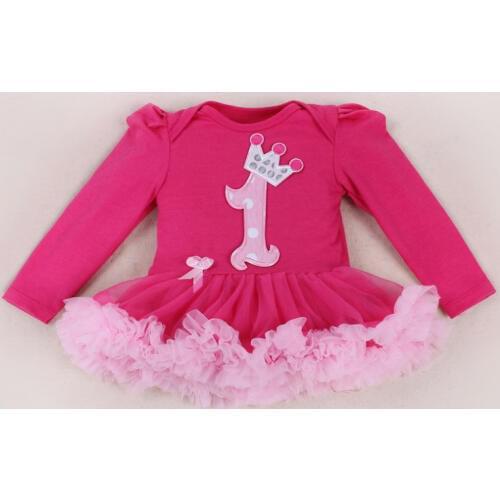 1st Birthday Outfits Newborn Baby Girl Winter Clothes Infant Rompers Dress For Princess Pink Jumpsuits Party Costumes Vestido