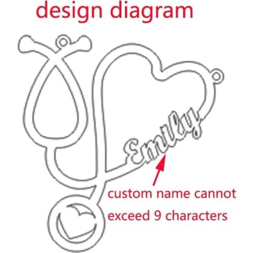 Gold Chain Custom Heart Stethoscope Name Necklace Stainless Steel Jewelry Women Men Personalized Nameplate Choker Christmas Gift