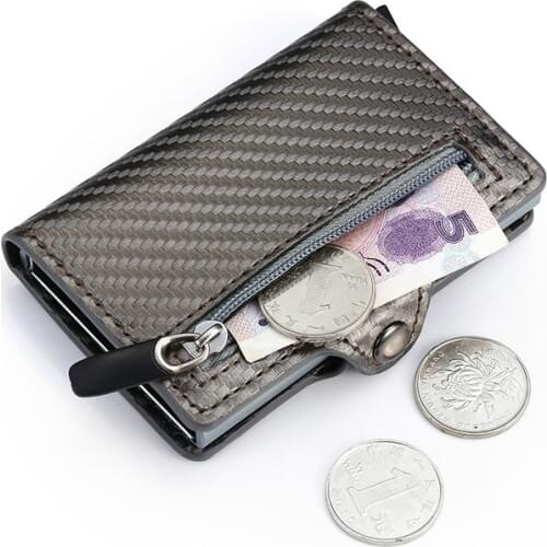 ZOVYVOL High Quality Carbon Fiber Smart Wallet Card RFID Men Business Button Wallet New Male Coin Purse ID Holder With Zipper