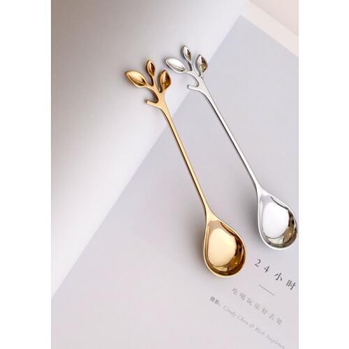 1pc Cute Stainless Steel Twig Spoon Creative Vintage Coffee Spoon Dessert Spoon