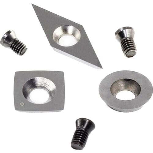 3Pcs Tungsten Carbide Cutters Inserts Set For Wood Lathe Turning Tools(Include 11Mm Square With Radius,12Mm Round,28X10Mm Diamon