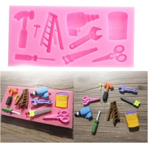 3D Hardware Spanner Scissors Saw Ladder Silicone Fondant Molds Household Cake Decorating Baking Tools Candy Chocolate Gumpaste