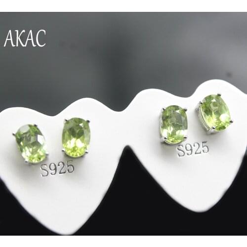 2pairs Approx5*7mm Free shipping natural peridot stud earrings simple style for women