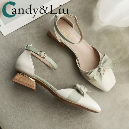 Girls Sandals Hipster Sandals Womens 2020 New Summer All-match Flat Kitten Heels Chunky Heel Shoes Fairy Style Shoes Basic