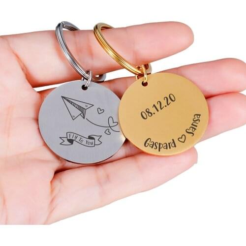 Wedding Anniversary Birthday Gifts Couple Keychain for Boyfriend Girlfriend Customized Personal Time Name Fly to You Keyring