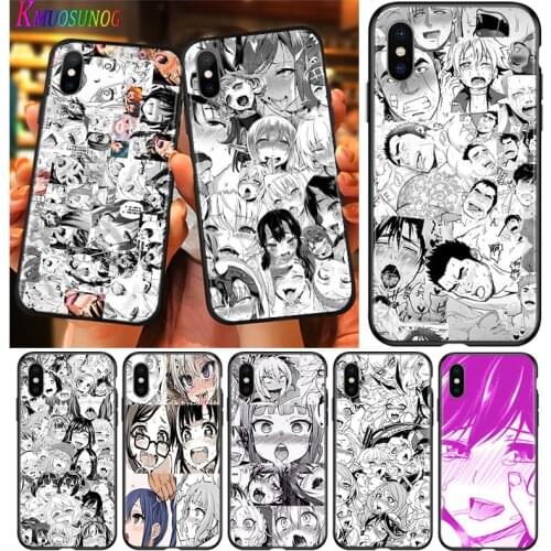 Bright Black Cover Anime Girl Cartoon Faces For iPhone 2020 11 Pro XS Max XR X 8 7 6 6S Plus 5 Phone Case
