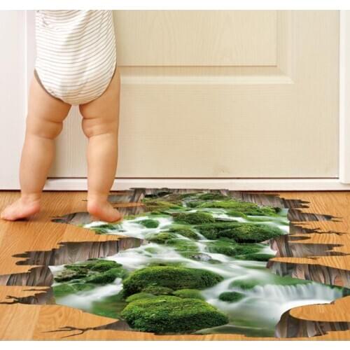 COVPAW Wall Floor Sticker Brook Rivulet Stream Spring Living Room Bedroom Removable Home Decor Wall Decal Kid Childrens Room