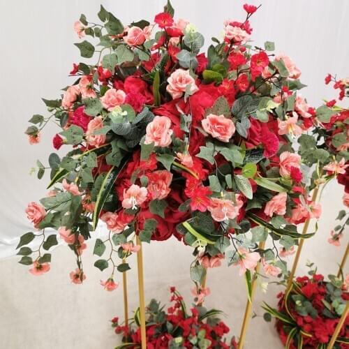 Wedding artificial flowers ball made of silk and plastic contain artificial leaves fake flowers wall decoration used on arches