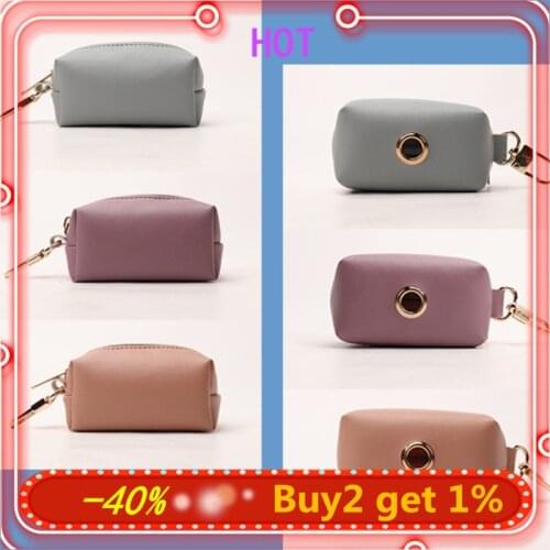 Travel Outdoor Protable Dog Poop Bag Dispenser PU Leather Pouch Pet Cat Pick Up Poop Bag Holder Waste Bags Organizer