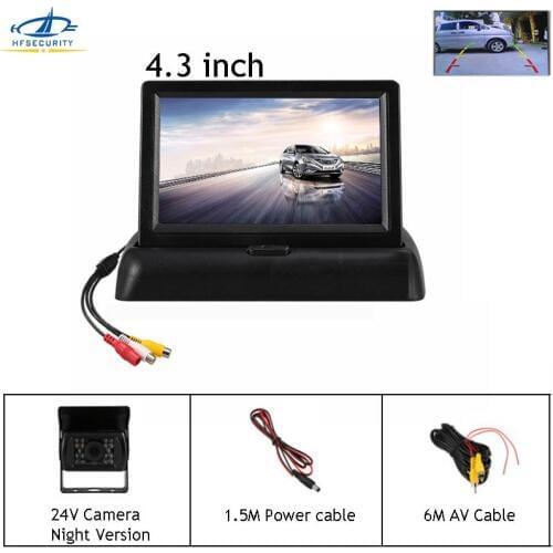 HF 4.3 Inch HD Foldable Car Reverse Monitor With 24V Light Version Camera TFT LCD Display Screen 480X272P Mini TV Monitor