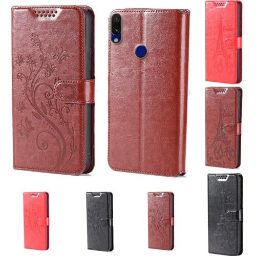 Intaglio icon butterfly flower Tower Flip Leather Wallet Phone Case For Xiaomi Redmi 7 Phone cover with card slot