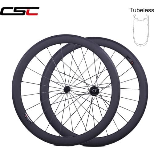 CSC 700C road bike U wheels 38 50mm 60mm deep tubeless fit clincher with powerway R13 novatec hub carbon fiber bicycle wheelset