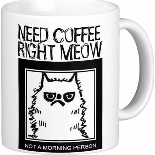 Cat Need Cofffee Right Meow High Quality White Coffee Mugs Tea Mug Customize Gift By LVSURE Ceramic Mug Travel Coffee Mugs