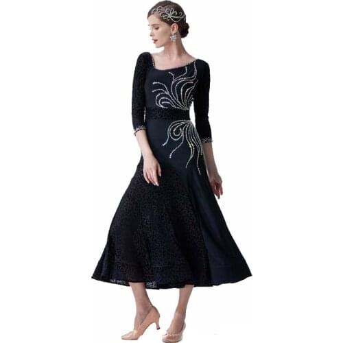 M-19314 Plus Size Ballroom Training Dresses Women High Quality Elegant Waltz Dancing Skirt Ballroom Practice Dress For Sale