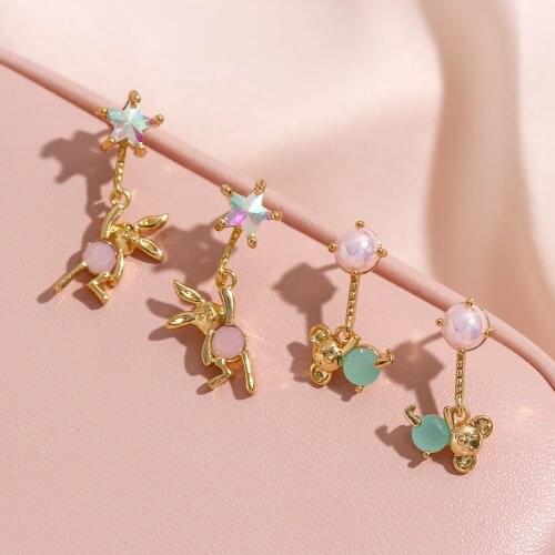 Little Lovely Cute Sparkling Gold Plated Zircon Waterproof Tarnish Free Earrings And Necklace For Women And For Little Girls