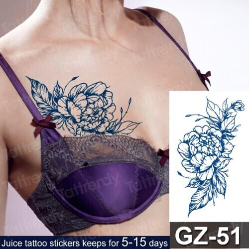 Fashion Women Girl Temporary Tattoo Sticker Roses Design Flower Arm Body Art Fake Tattoo Sticker Natural Juice Tattoo Safe