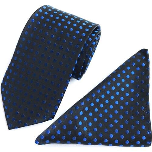Fashion Dot Necktie Set Jacquard Woven Ties with Pocket Square