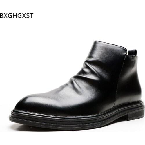 Chelsea Boots for Man 2021 Outdoor Shoes Men Platform Boots for Men Male Leather Boots Men Dress Shoes Motorcycle Shoes Man