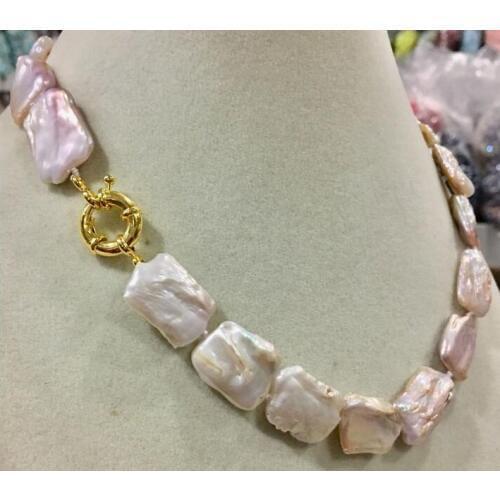 New Huge 18" 15x20mm Rectangle Lavender Coin Freshwater Pearl Necklace