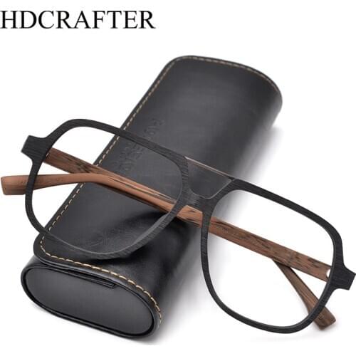 HDCRAFTER Wood Oversized Myopia Optical Glasses Frame Prescription Men Women Rx Progressive Degree Spectacles Frames Korea New