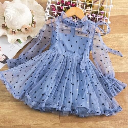 Princess Girl Casual Dress Kids Tulle Polka Dot Bowknot Girl Frocks Children Summer Birthday Party Costume vestidos Baby Clothes
