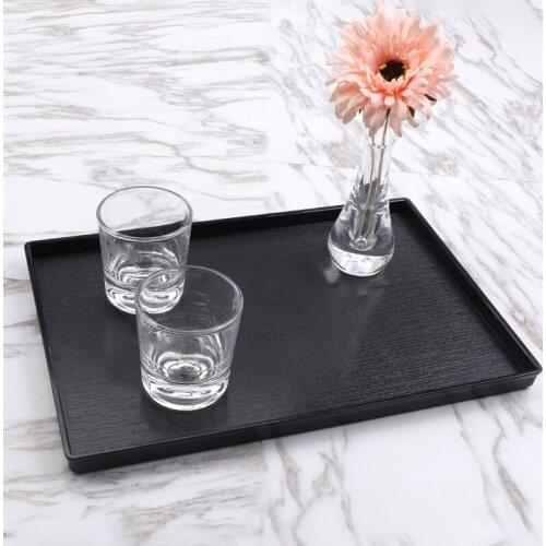 CALECACALO trays for household purposes Rectangular acrylic wooden grain anti slip tray