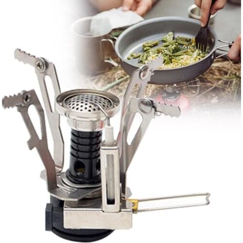 Portable Outdoor Mini Stove Camping Windproof Stove Hiking Picnic Burner Fishing Gas Heater Cooker Integrated Stingy Stove