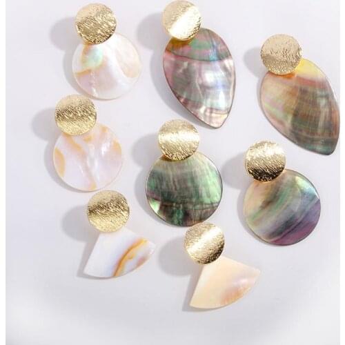 Metal Plus Natural Color Shell Natural Pearl Geometric Beautiful Fashion Womens Exquisite Jewelry Earrings