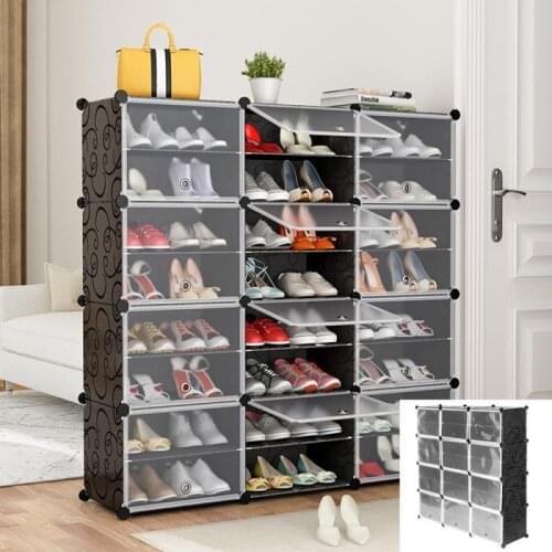 Shoes Cabinets Storage Closet 8 Layers 12 Doors Space-saving Shoe Organizer Shelf Home Dorm Storage Closet Dustproof Shoes Rack