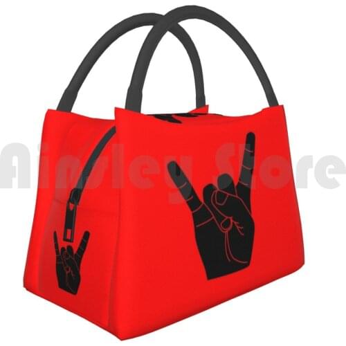 Cooler Lunch Bag Picnic Bag Rock Rock Hand Roll Metal Rock N Roll Stamp Skeleton Rock And Roll Music Rock N Roll