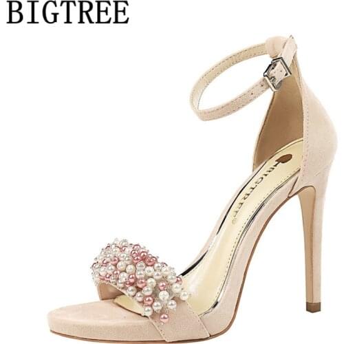 Mary Jane Shoes Extreme High Heels Platform Bigtree Shoes Open Toe Heels Sandals High Heels Summer Shoes Women 2020 Stiletto