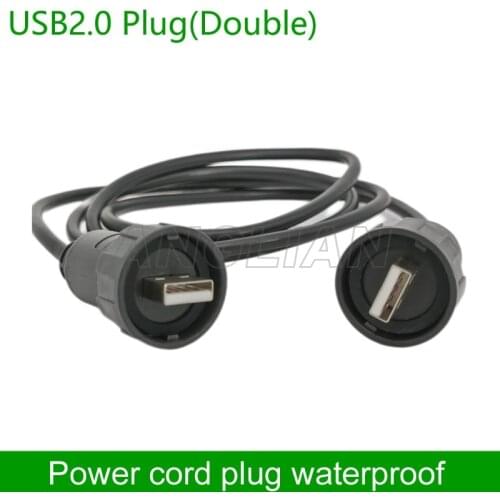 USB Waterproof Connector IP67 Cable 1m Power cord plug USB2.0 USB3.0 male to male Extension cord cables double rubber 10 units