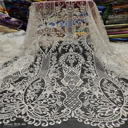 High Quality Nigerian Lace Fabric With Sequins African Velet Lace French Lace Fabric Embroidered Tulle Lace Fabric JYN313 (1)