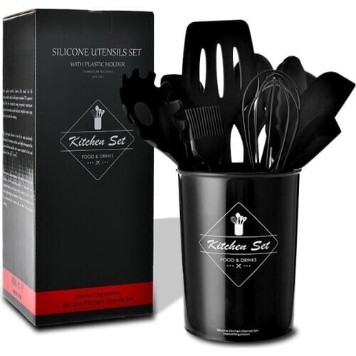 High Quality Silicone 11pcs Cooking Tools Set Kitchenware Set Non-stick Kitchen Utensil With Storage Box Silicone Kitchen Tools