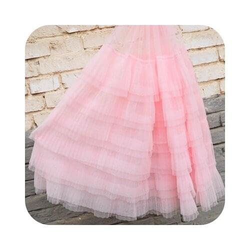 1meter Pink Yellow Beautiful Cake Skirt Pleated Lace Fabric Accessories Handmade DIY Sewing Lace Trim Accessories Width 70cm