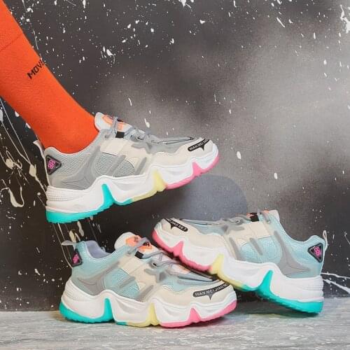 Women Sneakers 2021 Summer Autumn Jelly Rinbow Sole Tennis Shoes Multicolor Outdoor Chunky Triple Pink Trainers