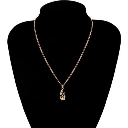 Harajuku Flame Necklace Women Clavicle Chain Necklace Punk Accessory Fire Pendant Necklace Layered Gothic Jewelry