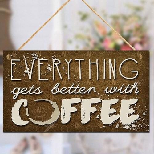 1PC Coffee Signs Wooden Hanging Board Vintage Wall Sign for Cafe Door Plaque Wall Sign Door Hanging Board Guiding Sign Hang Tag