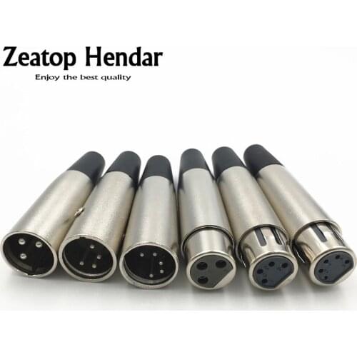 10Pcs Metal XLR 3 4 5 Pin Plug Male and Female Solder Adapter Connector for Music Desk Speaker Audio Microphone Mic Cable Silver