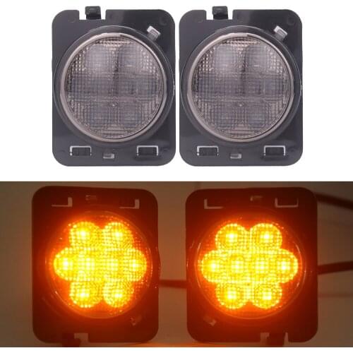 2Pcs Smoked Lens Amber LED Side Marker Lights/Fender Flare Lamps working light 2007-2017 Jeep Wrangler JK JKU Front Fender