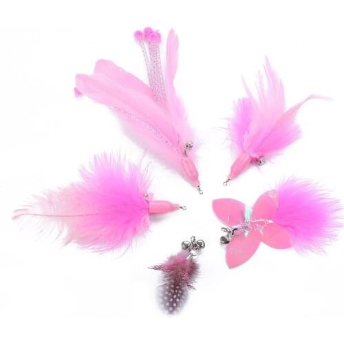 5PCS Cute Cat Teaser Replacement Assorted Cat Feather Refill Cat Wand Refill For Cat Toys Pet Products Hot