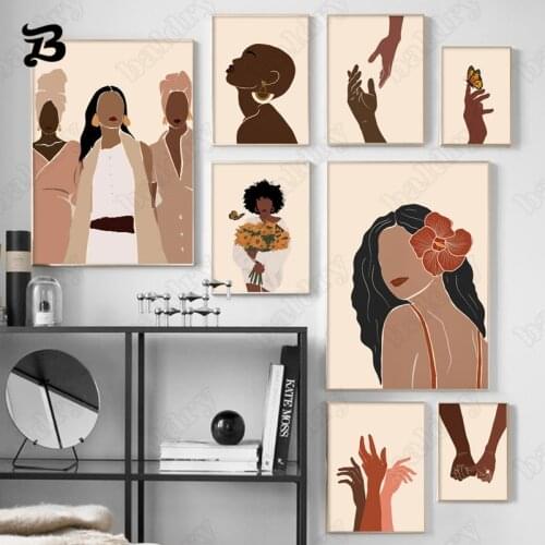 Abstract Girls Figure Painting Wall Art Canvas Posters and Prints Nordic Fashion Girls Flowers Wall Pictures Home Decoration