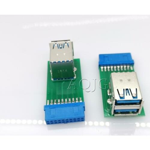 20Pin to Dual USB3.0 Adapter Connverter Desktop Motherboard 19Pin/20Pin Header to 2 Ports USB 3.0 A Female Connector Card Reader