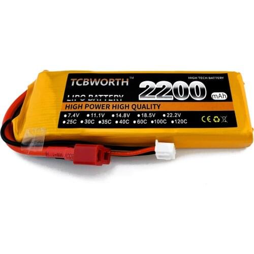 RC LiPo Battery 2S 7.4V 2200mAh 60C For RC Drone Helicopter Airplane Quadrotor Car FPV High Rate RC Batteries 7.4V