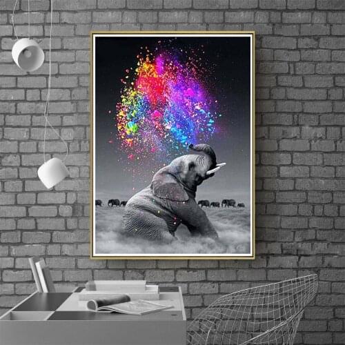 5D DIY diamond painting "watercolor elephant" animal, home decoration, rhinestone embroidery, cross stitch kit, gifts, pictures