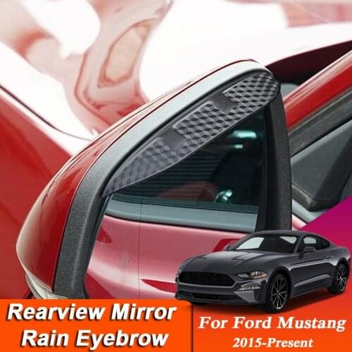 Car-styling For Ford Mustang 2015-PresenCarbon Fiber Rearview Mirror Eyebrow Rain Shield Anti-rain Cover External Auto Accessory